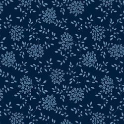 Bagside flannelstof - Contemporary floral - Navy