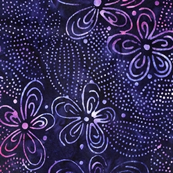 Mørkelilla patchworkstof med batikprint
