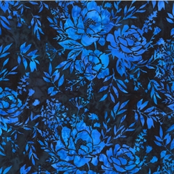 Batikstof - Wild flowers - Cobalt