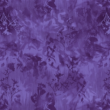 Bagside Patchworkstof - Abstract foliage - Purple