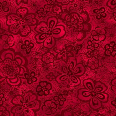 Bagside Patchworkstof - Floral - Cherry